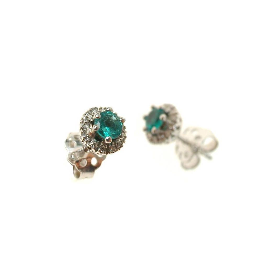 Point of Light Earrings with Emeralds and 28 Diamonds