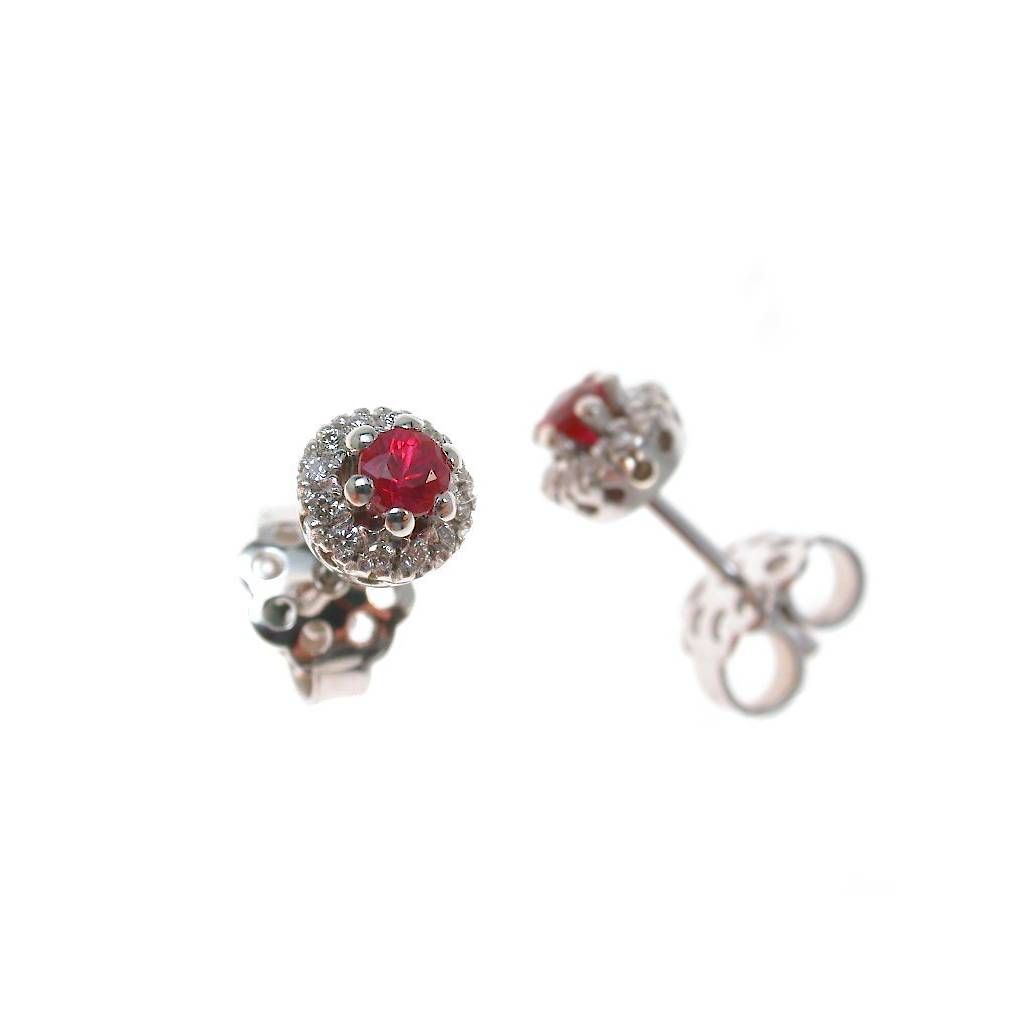 Orecchini Punto Luce con Rubini e 28 Diamanti