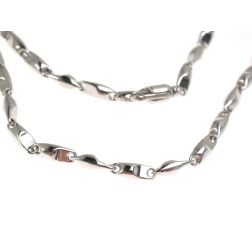 Collana a catena tubolare in oro bianco 50cm