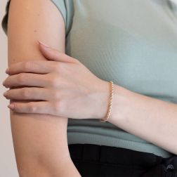 Bracciale Corda Oro Giallo con Veneta Oro Bianco 16 x 3.3mm foto indossata