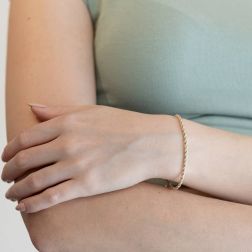 Bracciale Corda Oro Giallo con Veneta Oro Bianco 16cm x 2.7mm foto indossata