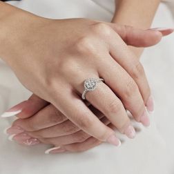 photo of worn Stardust Ring with Pavé Diamonds in White Gold