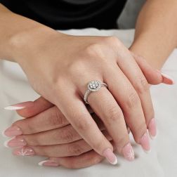 photo of worn Stardust Ring with Pavé Diamonds in White Gold