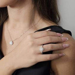 photo of worn Stardust Ring with Pavé Diamonds in White Gold