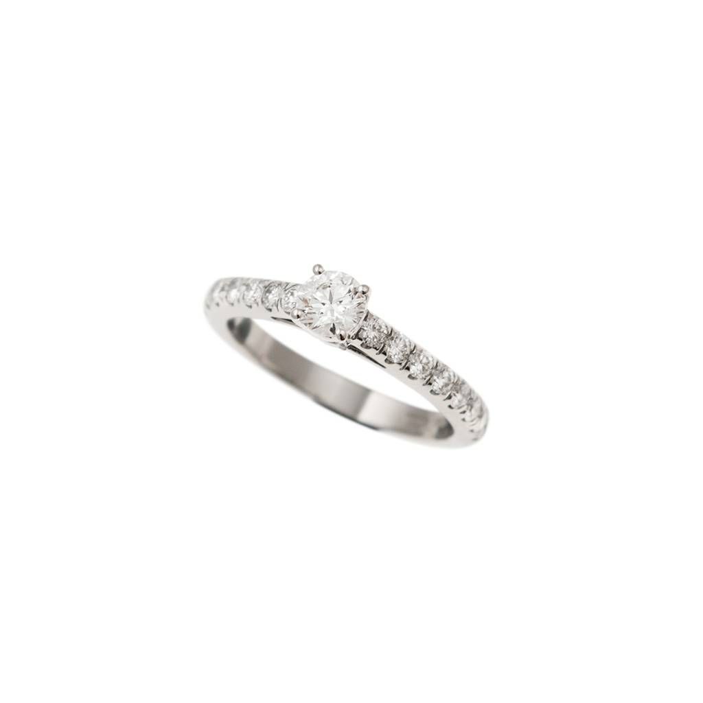 Solitaire "Bridge" 0.38ct GIA Diamond Platinum Signature Edge