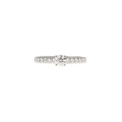Solitario "Bridge" Diamante GIA da 0.38ct Contorno Griffato Platino
