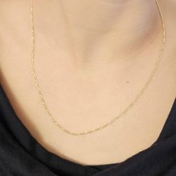 Collana 50cm 3+1 da 1.80mm in Oro Giallo 18kt foto indossata