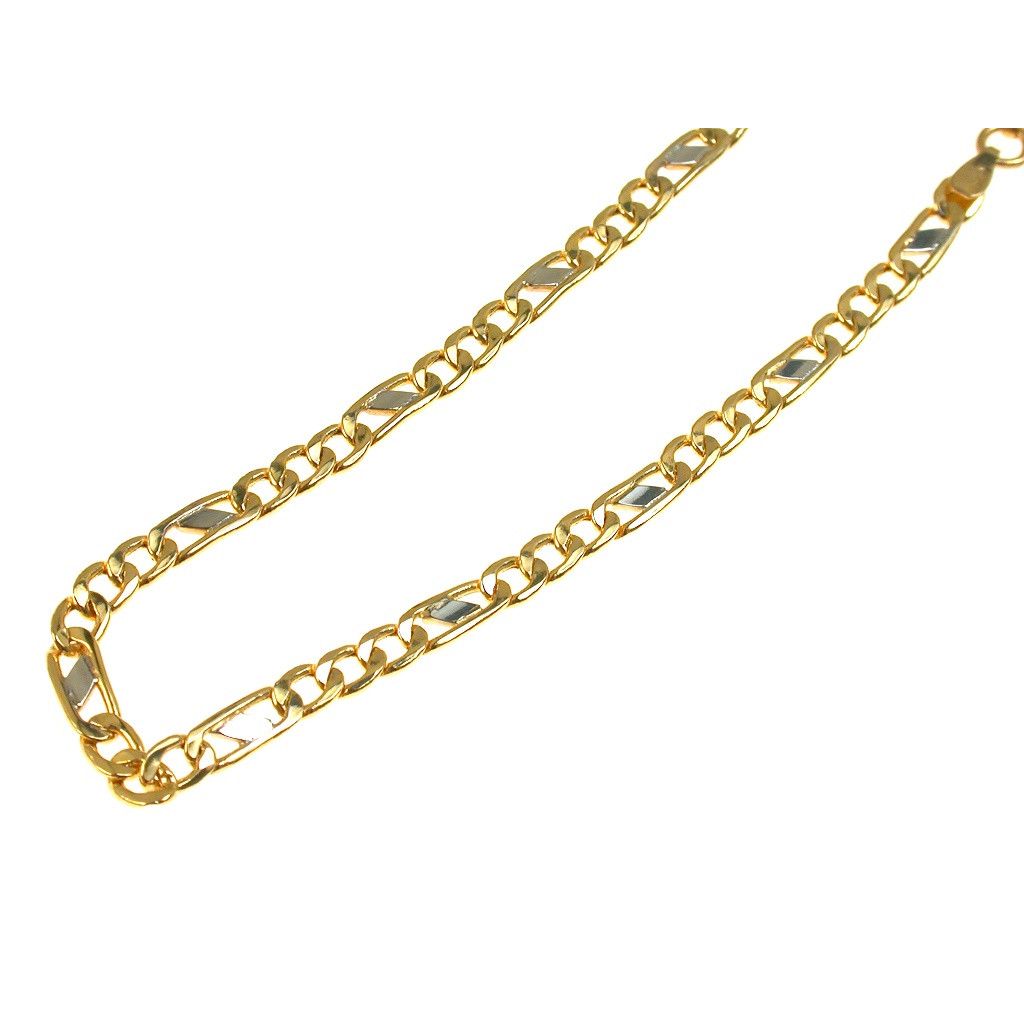 Two-Tone Figaro & Cuban link Necklace 50cm x 3.30mm