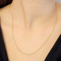 Collana 50cm catena maglia1+1 da 2.20mm in Oro Giallo 18kt foto indossata