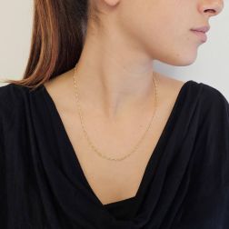 Collana 50cm catena maglia1+1 da 2.20mm in Oro Giallo 18kt foto indossata