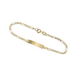 Bracciale Baby 3+1 Tigre Squadrata con targa in Oro Giallo