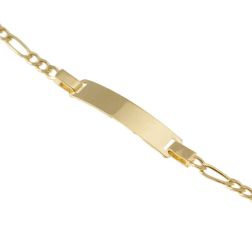 Bracciale Baby 3+1 Tigre Squadrata con targa in Oro Giallo
