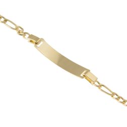 Bracciale Baby 3+1 Tigre Squadrata con targa in Oro Giallo