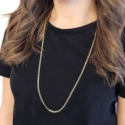 Photo of worn Necklace 75cm flat oval faceted grumetta chain 2.80mm - 2.60mm