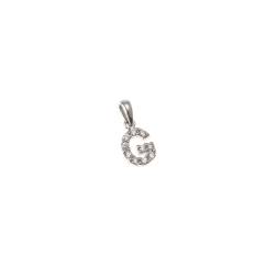 Ciondolo Lettera Iniziale "G" con Diamanti in Oro Bianco 18kt