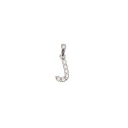 Initial Letter "J" Pendant with Diamonds in 18kt White Gold