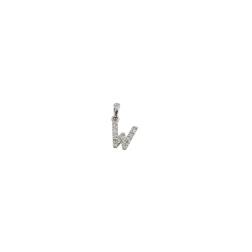 Initial Letter "W" Pendant with Diamonds in 18kt White Gold