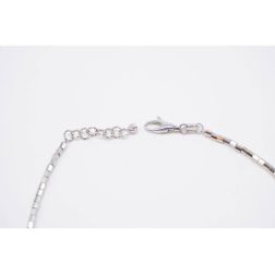 Bracelet/Anklet Octagonal faceted tubes in white gold.