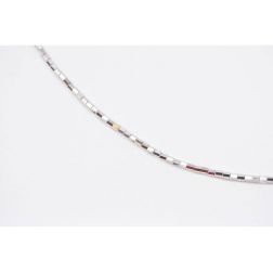 Bracelet/Anklet Octagonal faceted tubes in white gold.