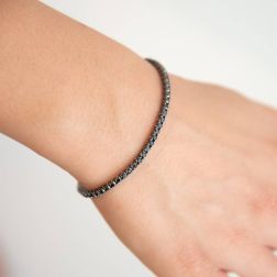 Bracciale Tennis Diamanti Neri 17,5cm x 2,4mm foto indossata