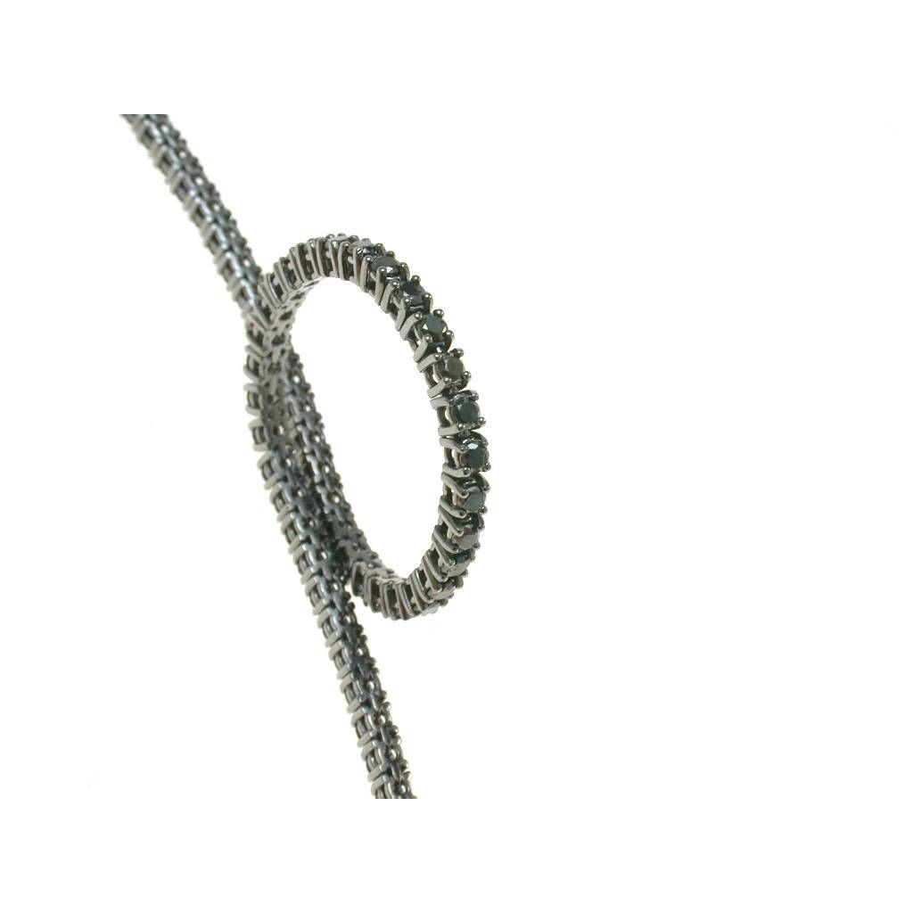 Bracciale Tennis Diamanti Neri 17,5cm x 2,4mm