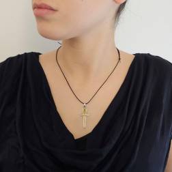 Photo of worn Egyptian Cross of the Nile "Ankh" in White and Yellow Gold