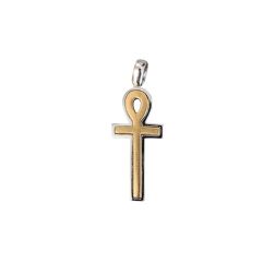 Egyptian Cross of the Nile "Ankh" in White and Yellow Gold