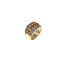 Banded Design Ring with 14 Yellow Sapphires and 58 Diamonds