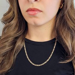 Photo of worn Two tones Figaro Necklace 50cm x 4mm