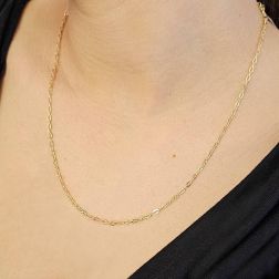 Collana 50cm Brillantata Ovale 2.30mm in Oro Giallo foto indossata