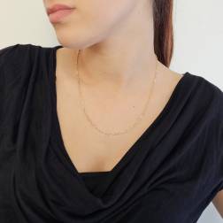 Photo of worn 50cm Necklace with 2.30mm oval chain 18kt yellow gold