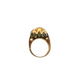 Design Ring "Mid-Summer Dream" with yellow and blue Topaz in 18kt yellow gold