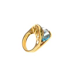 Anello Design "Sogno di Mezza Estate" Oro Giallo con Topazio Citrino e Azzurro