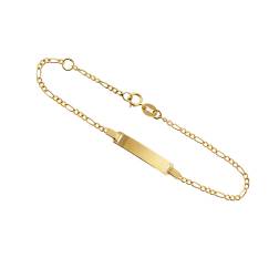 Baby Bracelet 1.60mm 3+1 Figaro chain with 3.90mm tag in Yellow Gold