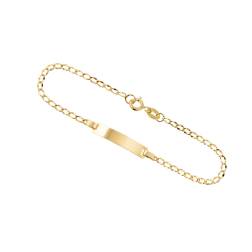 Baby 2mm flat oval chain bracelet with 3.90mm tag