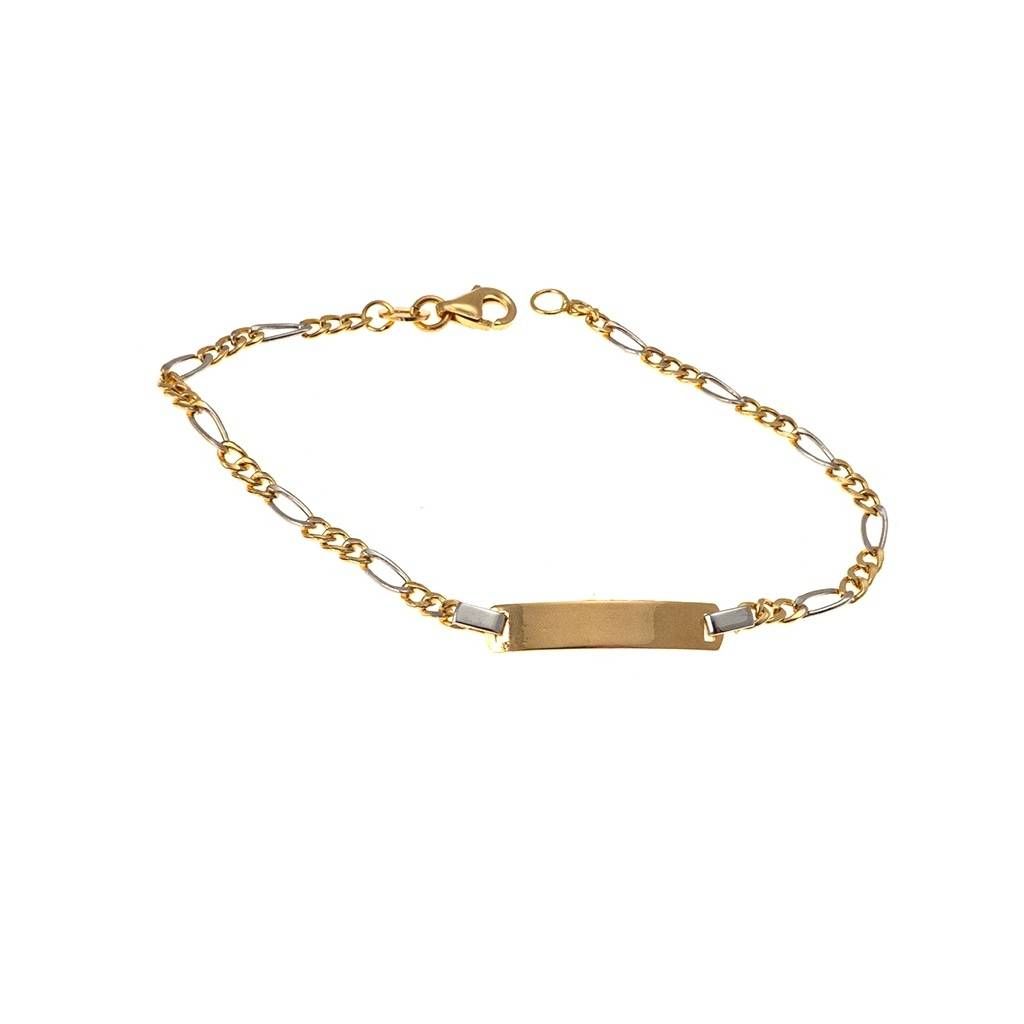 Bicolor Baby bracelet Figaro link with tag
