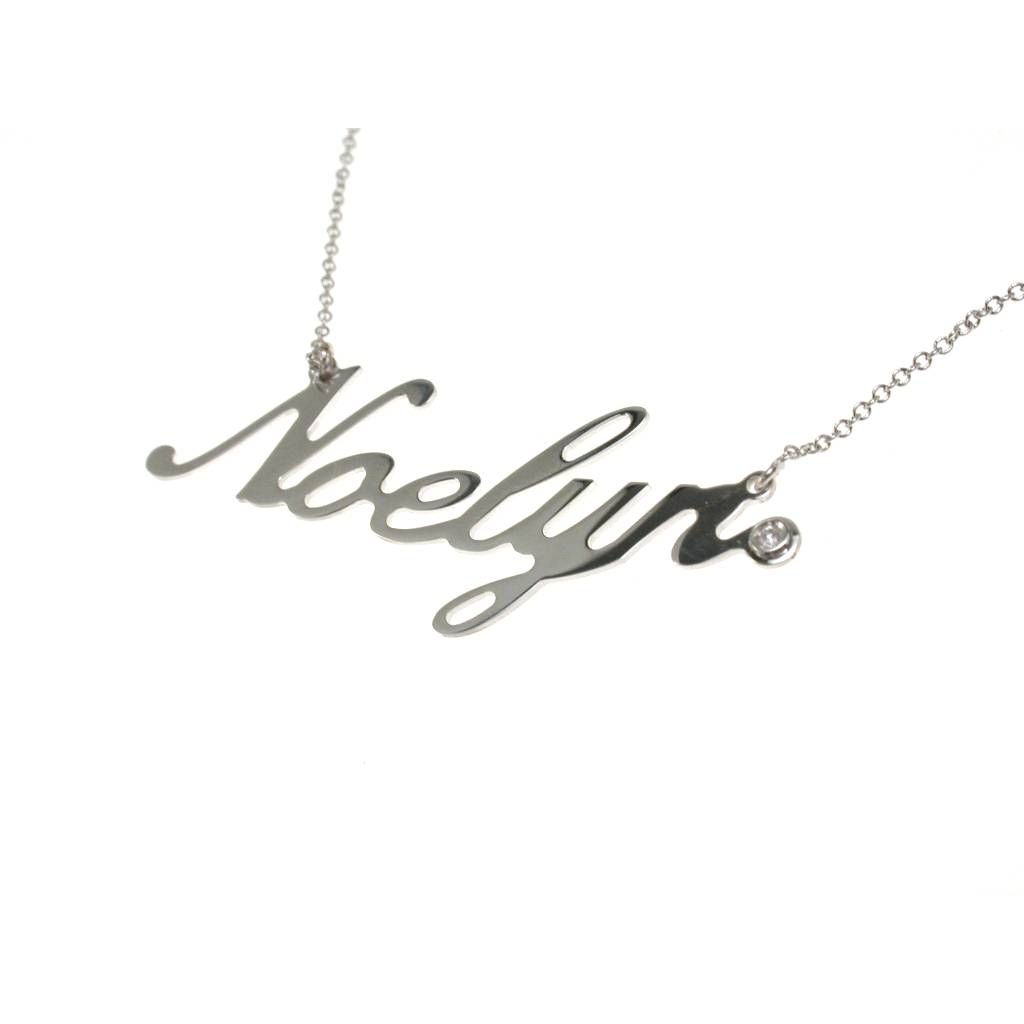 Collana con nome Noelyn in Oro Bianco con Diamante (Pezzo Unico)