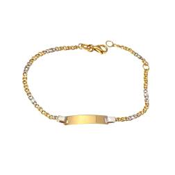 Bracciale bicolore baby pernice & tigre 2mm con targa 3.90mm