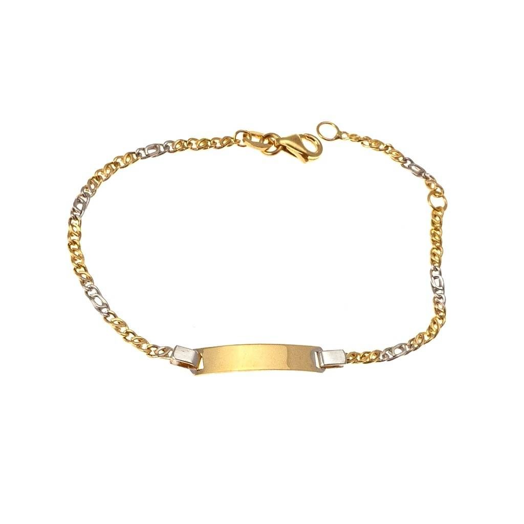 Bracciale Baby Pernice & Tigre 2mm bicolore con Targa 3.90mm