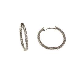Hoop Earrings with a Half Round of Diamonds in Platinum