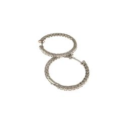 Hoop Earrings with a Half Round of Diamonds in Platinum