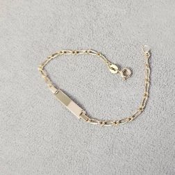 Baby Bracelet 2.10mm 1+1 Figaro chain with 3.90mm tag in Yellow Gold