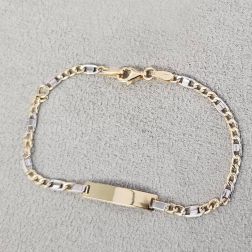 Bracciale Baby 3+1 Grumetta Traversino bicolore con Targa