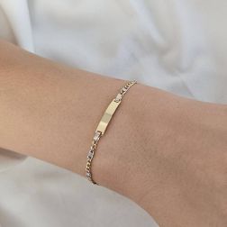 Bicolor Baby bracelet Figaro link with tag