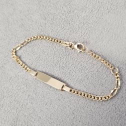 Baby 2.30mm flat oval chain bracelet with 3.90mm tag