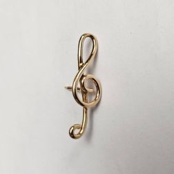 Wire Treble clef brooch in yellow gold - 2.90cm
