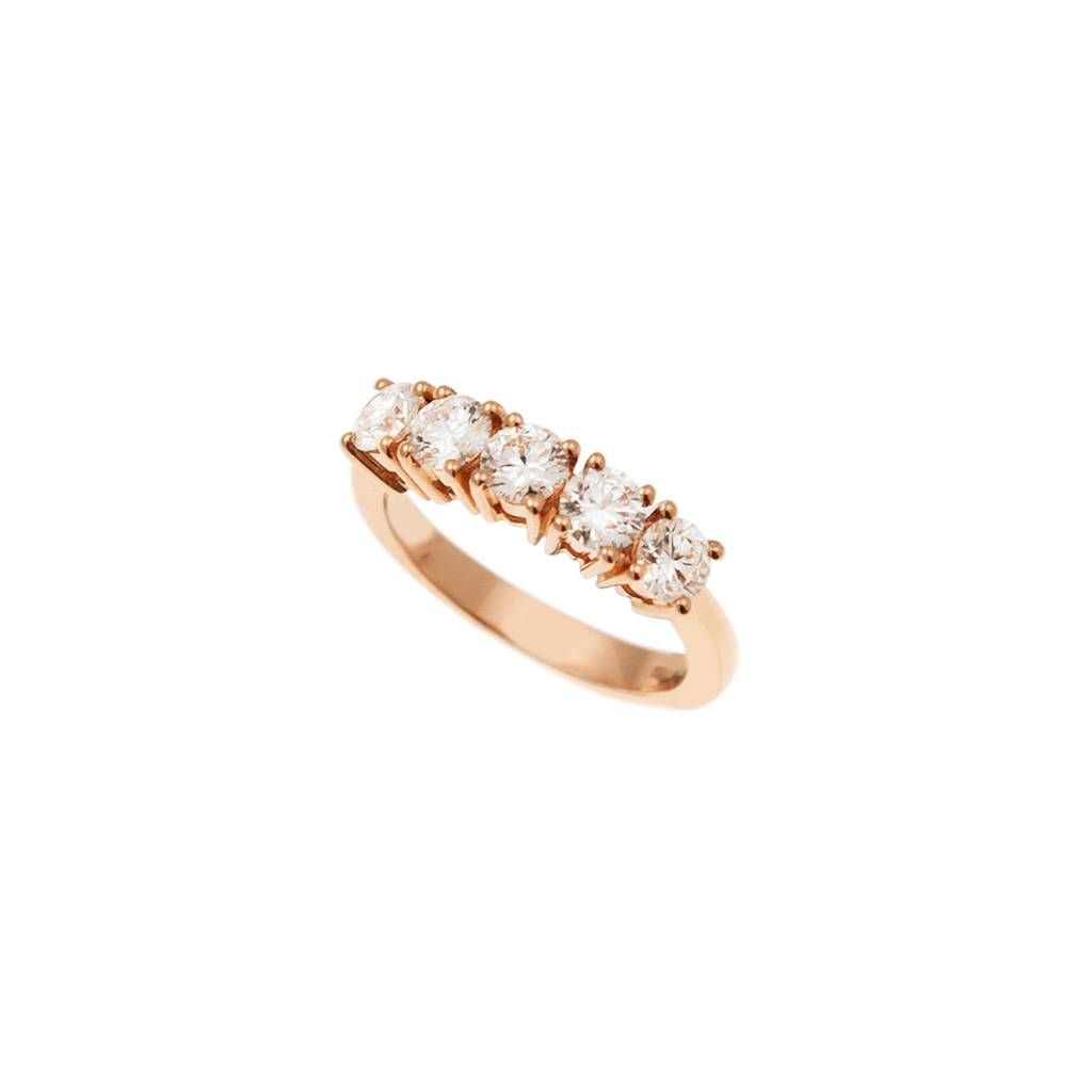 5 Diamonds GIA Certificate 0.24ct and 0.25ct Ring - Width 4.50mm - Rose Gold