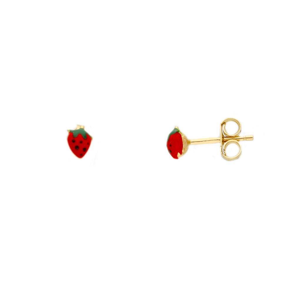 Strawberry stud Earrings Ennamelled