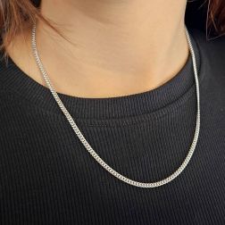 Collana Grumetta 45cm x 2.90mm - Platino indossata