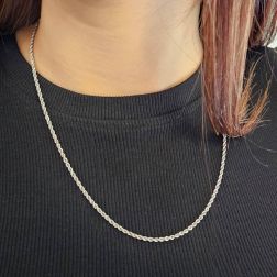 Collana Corda 50cm x 2.30mm - Platino Indossata